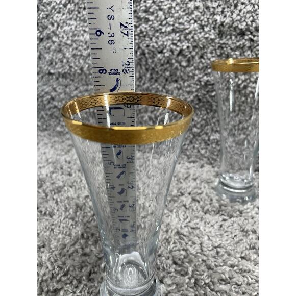 Vtg Circleware Crystal 7 1/8” Gold Encrusted Trim 10Oz Pilsner Glass Classique 5 - Picture 5 of 10